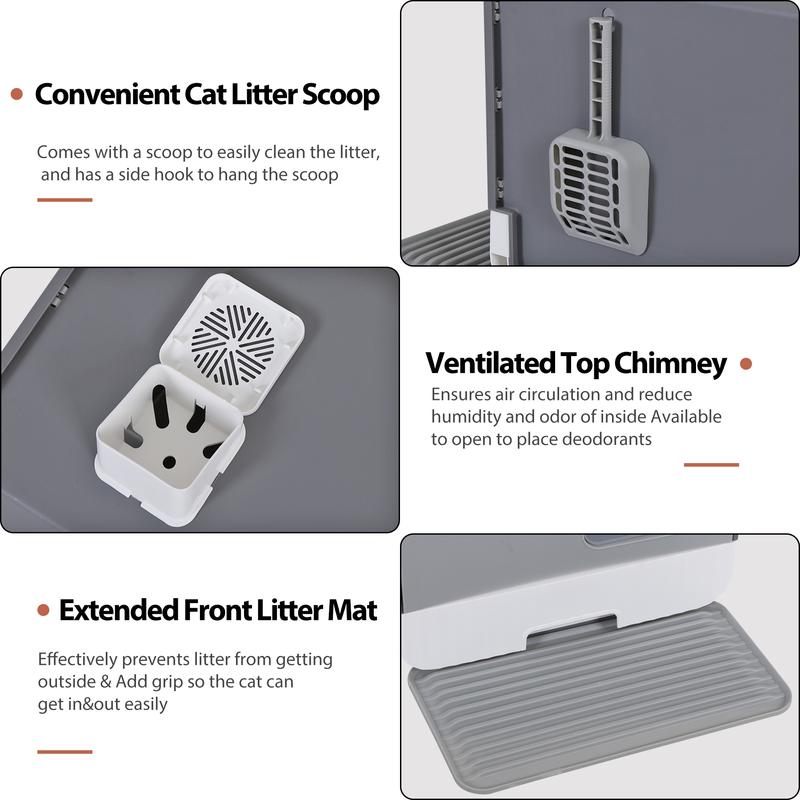 NOVA Odor-Free Enclosed Cat Litter Box W/ Litter Scoop & Mat & Tray for Small Cat/Kitten -  Privacy and Easy Access