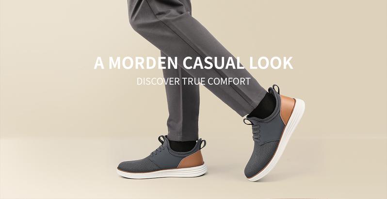 Men's Slip-On Wide Casual Sneakers Cushioned Business Oxfords  Lightweight Breathable Dress Shoes for Work & Casual Wear  Anti-Slip Walking Shoes Multiple Colors