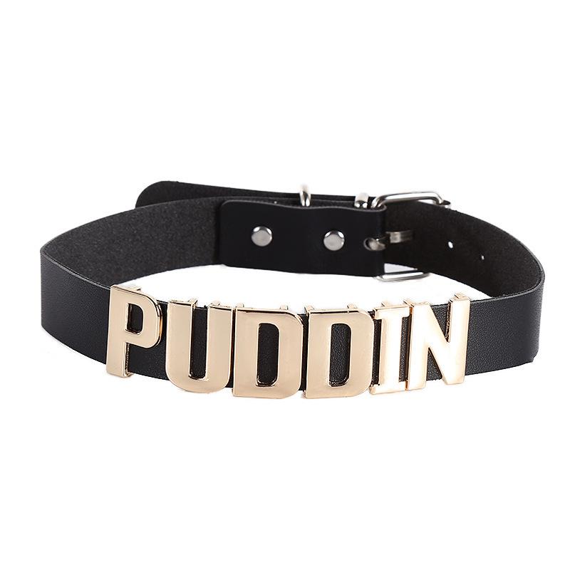 Women's Harley-Style Leather Short Neckband Choker Necklace with Letter Print - Punk Look Cosplay Accessory for Daily Party Outfits, Adult Use, Choker Fit