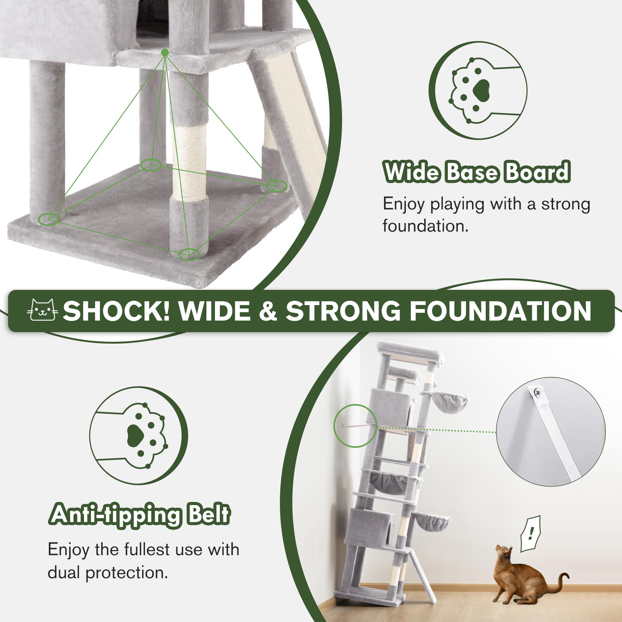 MUTICOR 82in Cat Tree Tower All-in-One Luxury Cat Tree with Scratching Posts & Boards,Hammock,Cozy Condo Room House,Toy Balls,Multifunctional Pets Furniture#TikTokShopBlackFriday #ChristmasGifts