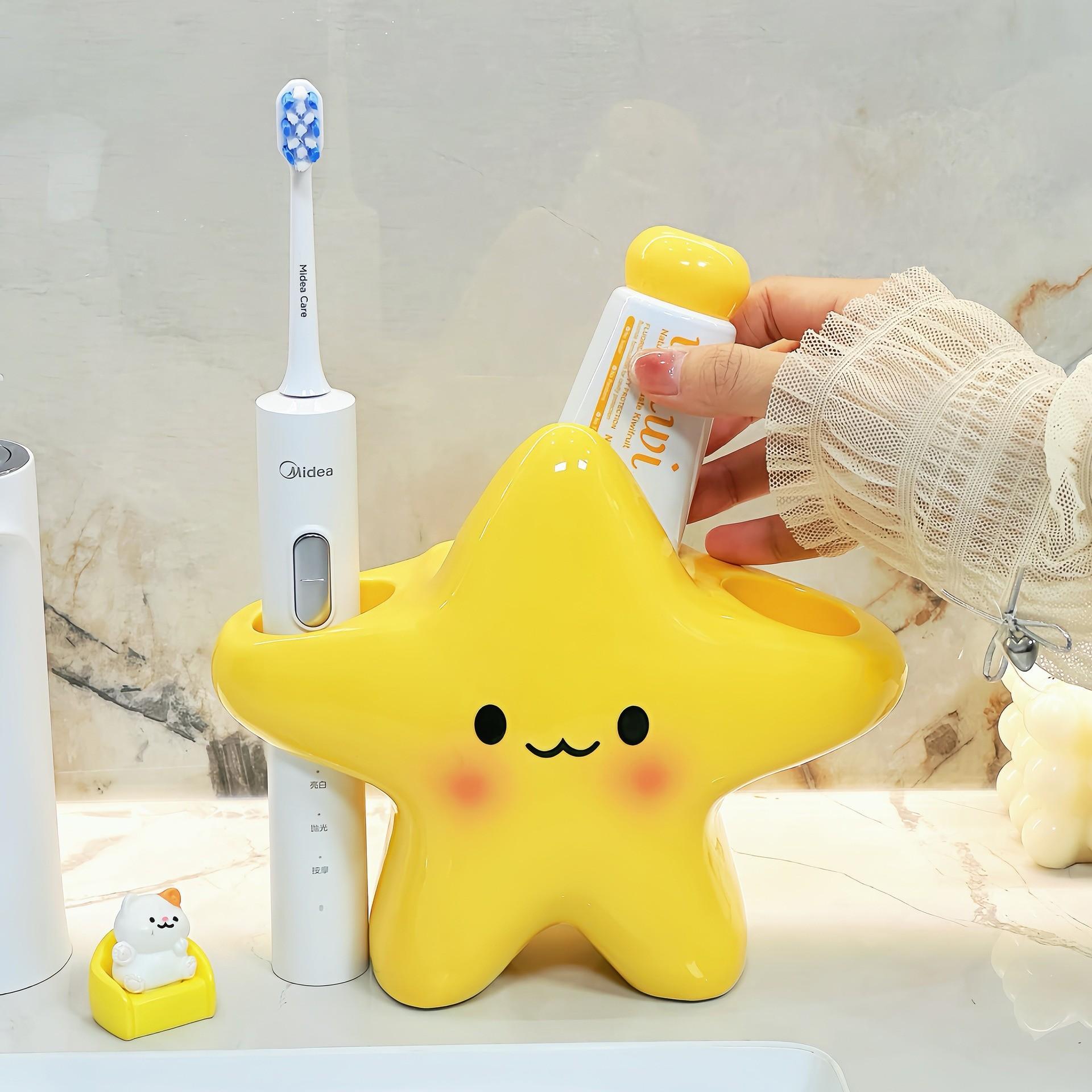 Cartoon Star Electric Toothbrush Holder, Cute Creative Bathroom Toothbrush Rack, Toothpaste Organizer, Home Use, Fun Design