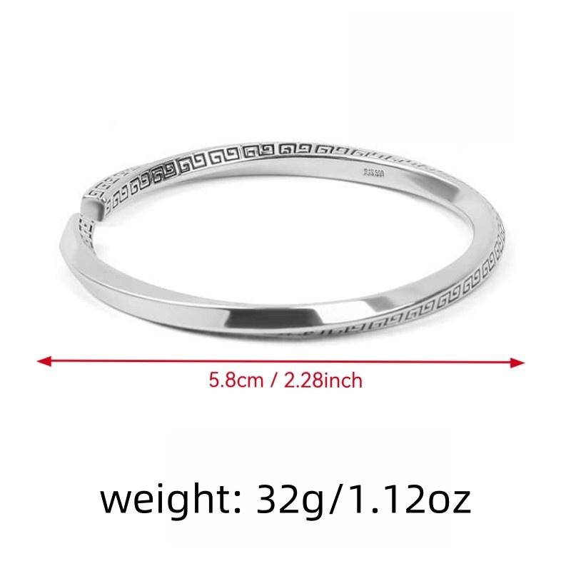 Solid Silver s925 bracelet Sterling Silver bracelet Men's open bracelet can be freely adjusted size send boyfriend send Dad birthday holiday gift Silver weight 32g / 1.12oz