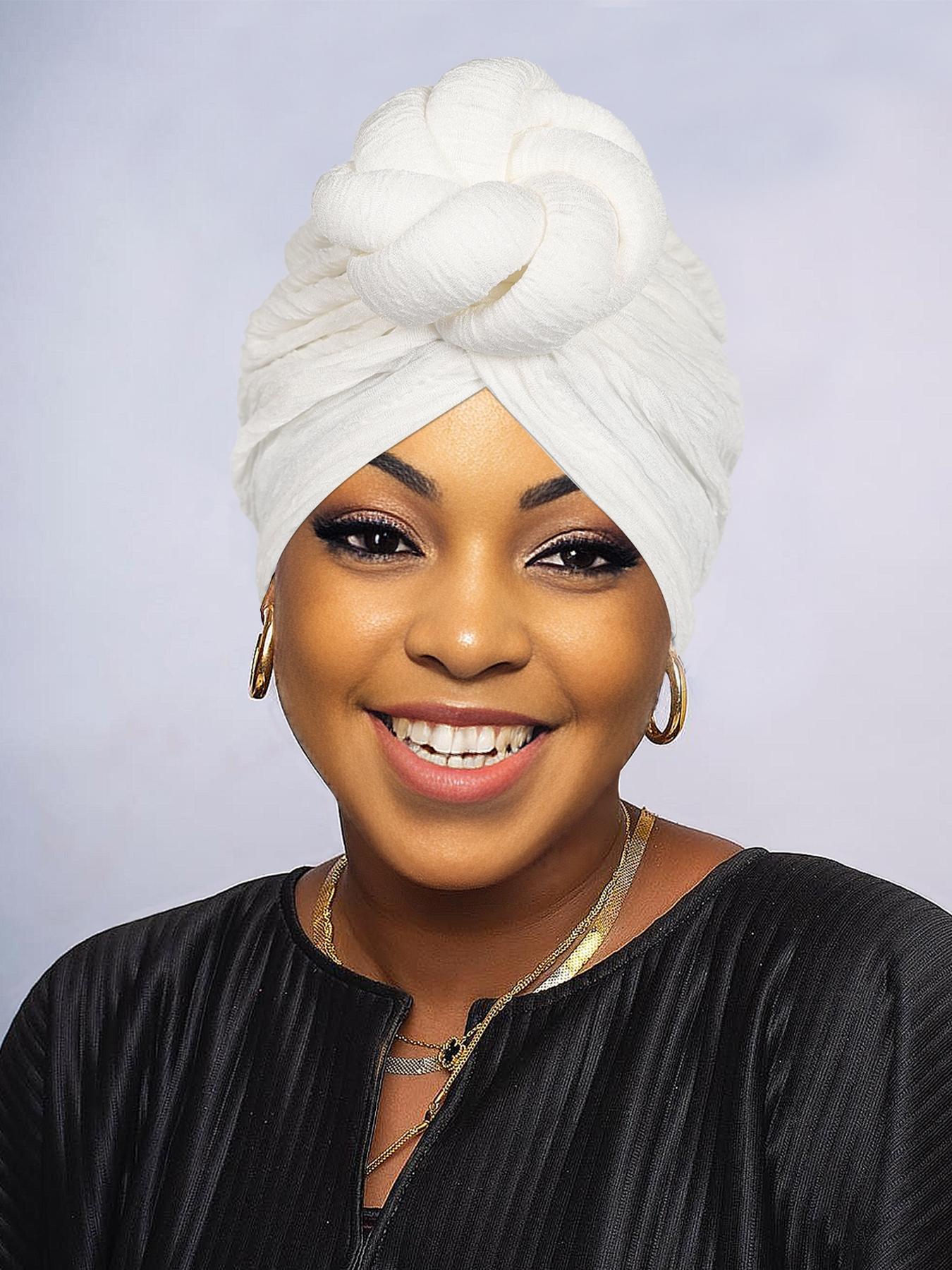 Women's Elegant Solid Color Flower Decor Twists Turban Hat, Casual Trendy Head Wrap, Fashionable Clothes Accessories for Daily Use, Head Scarf, Turban Hijab