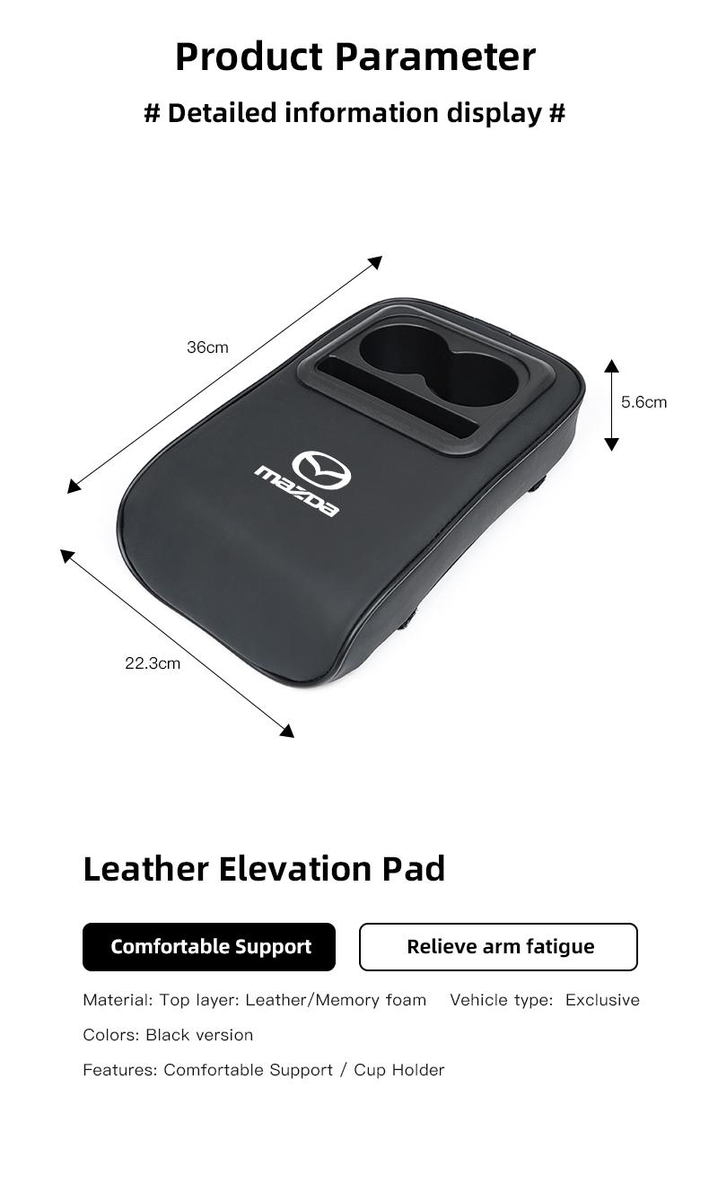 Car Center Console Armrest Pad, Car Armrest Box Mat, Car Armrest Box Cup Holder,For Mazda 2 6 CX-5 CX-80 CX-70 CX-90 MX-30 CX-60 CX-50 CX-30 BT-50 e-TPV CX-3 CX-8 ATENZA CX-9 CX-7 MX-5 Mazda 5 3 RX-8