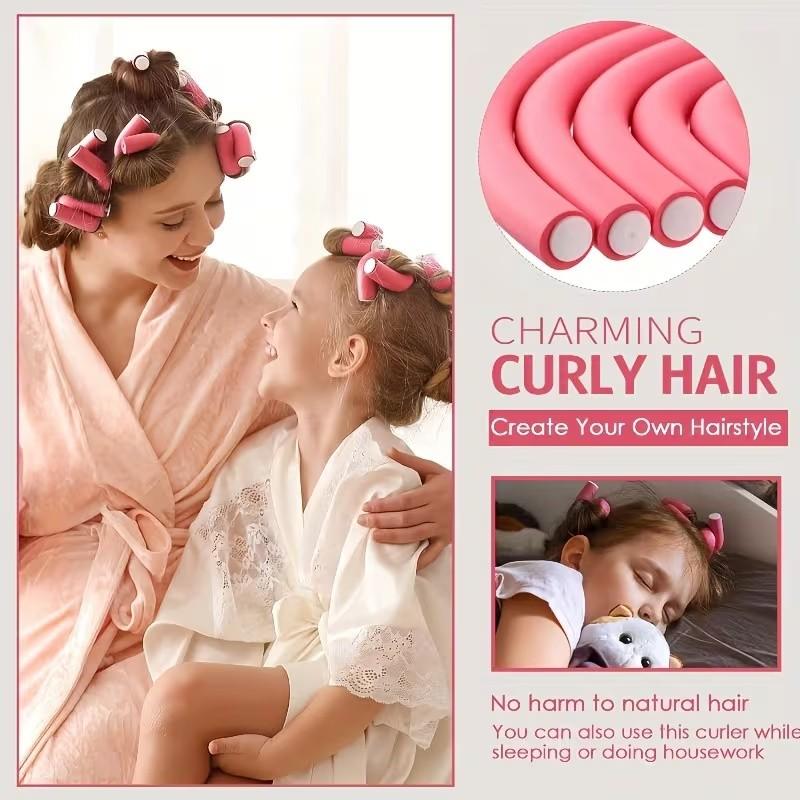 10pcs Flexible Hair Rollers Set, No Heat Curling Rods for Soft Waves & Spirals, DIY Foam Hair Rolls for Short & Long Hair, Blue, Heatless Hair Curlers