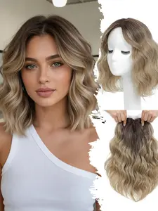 12 Inch Short Wavy Hair Topper for Thinning Hair Women, 6.5"x6.5" Breathable Lightweight Synthetic Hairpiece, Instant Volume & Coverage