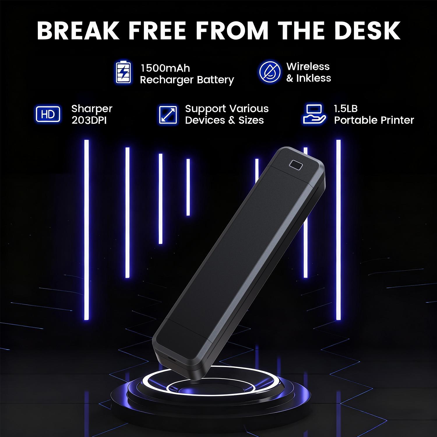 Portable A4 Printer, Portable Handheld Printer, Wireless Portable Printer, Inkless Printing Machine, Mobile Phone Bluetooth-compatible Direct Connection Printer, Office Equipment for Home School Dormitory