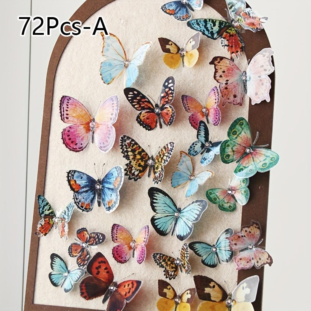 Plastic Butterfly Decorations, 36pcs/set 3D Watercolor Butterfly Decoration, Party Decoration Supplies, Party Favors, Gifts for Wedding, Birthday, Festival