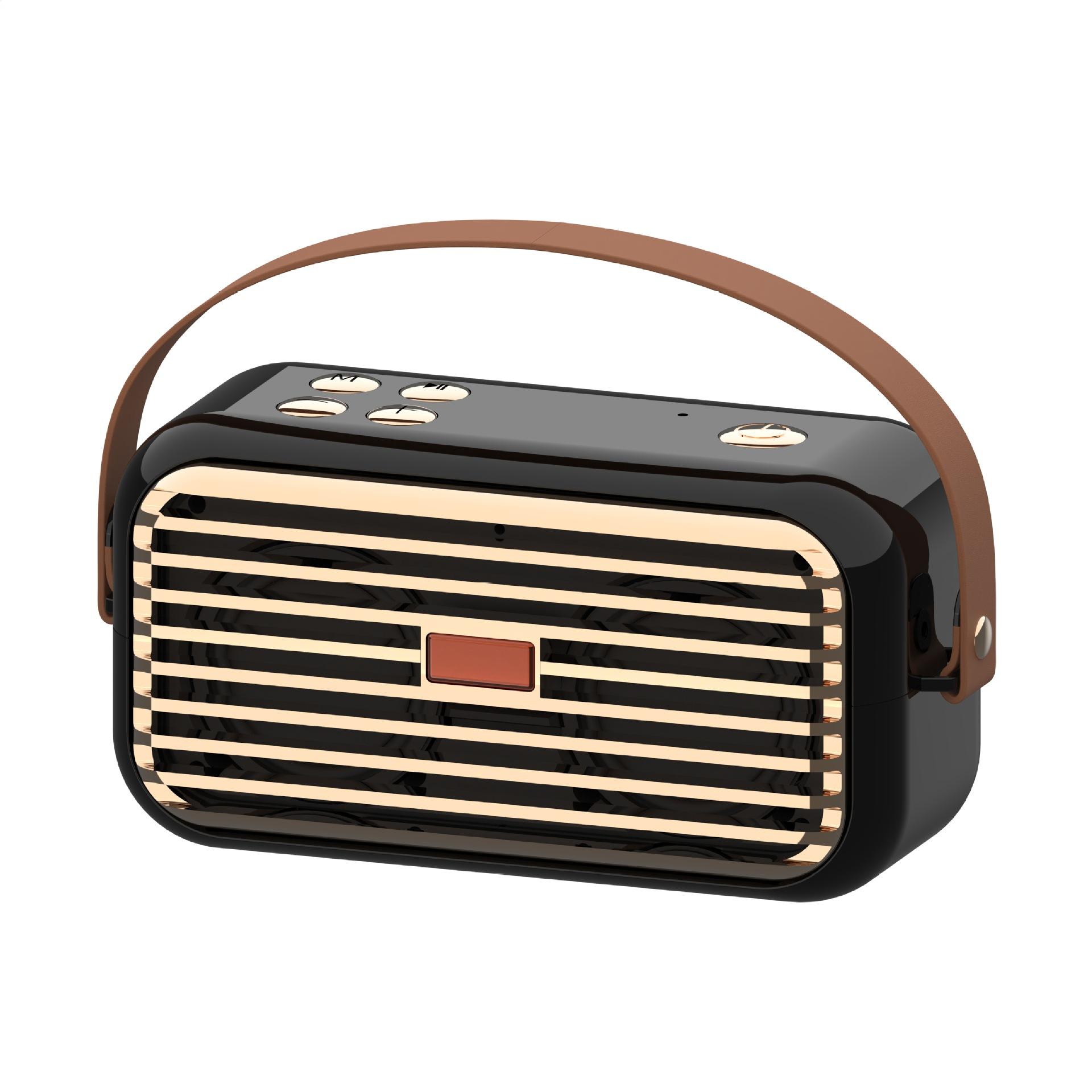 Retro plug-in wireless smart speaker with dual speakers, subwoofer, portable outdoor Bluetooth speaker
