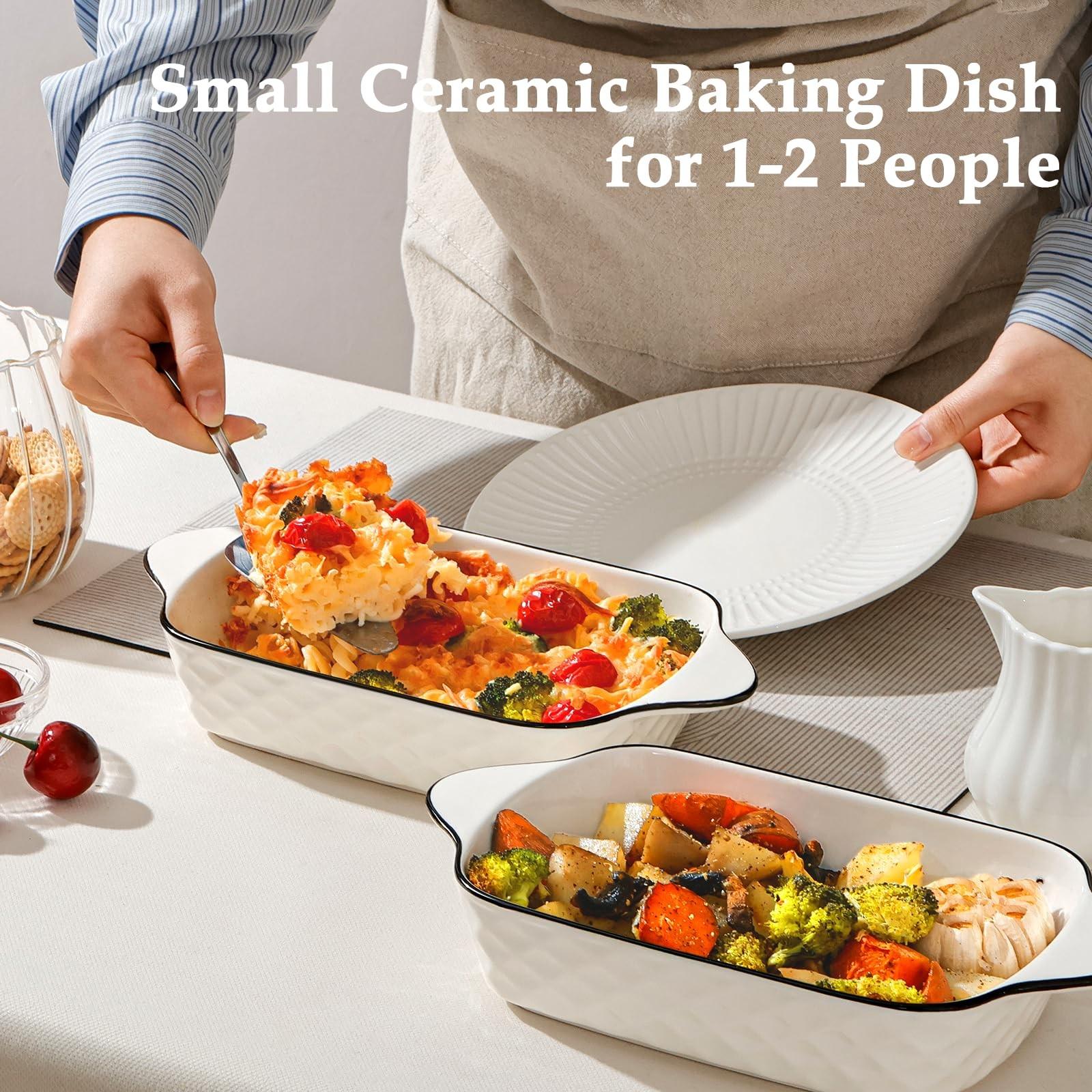 Ceramic Bakeware Set, Rectangle Shape with Handle Design, Oven & Microwave Safe for Cooking & Baking, Durable Kitchen Essentials