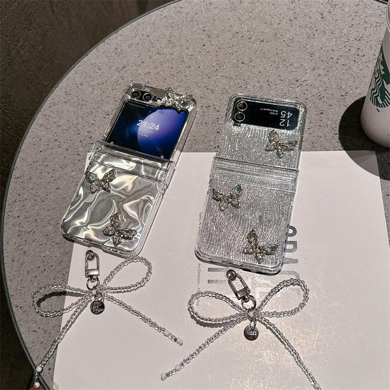 Butterfly Bowknot Phone Case For Samsung Galaxy Z Flip 7 6 5 4 Protective Back Cover For ZFlip5 ZFlip6 ZFlip7 Case Shell
