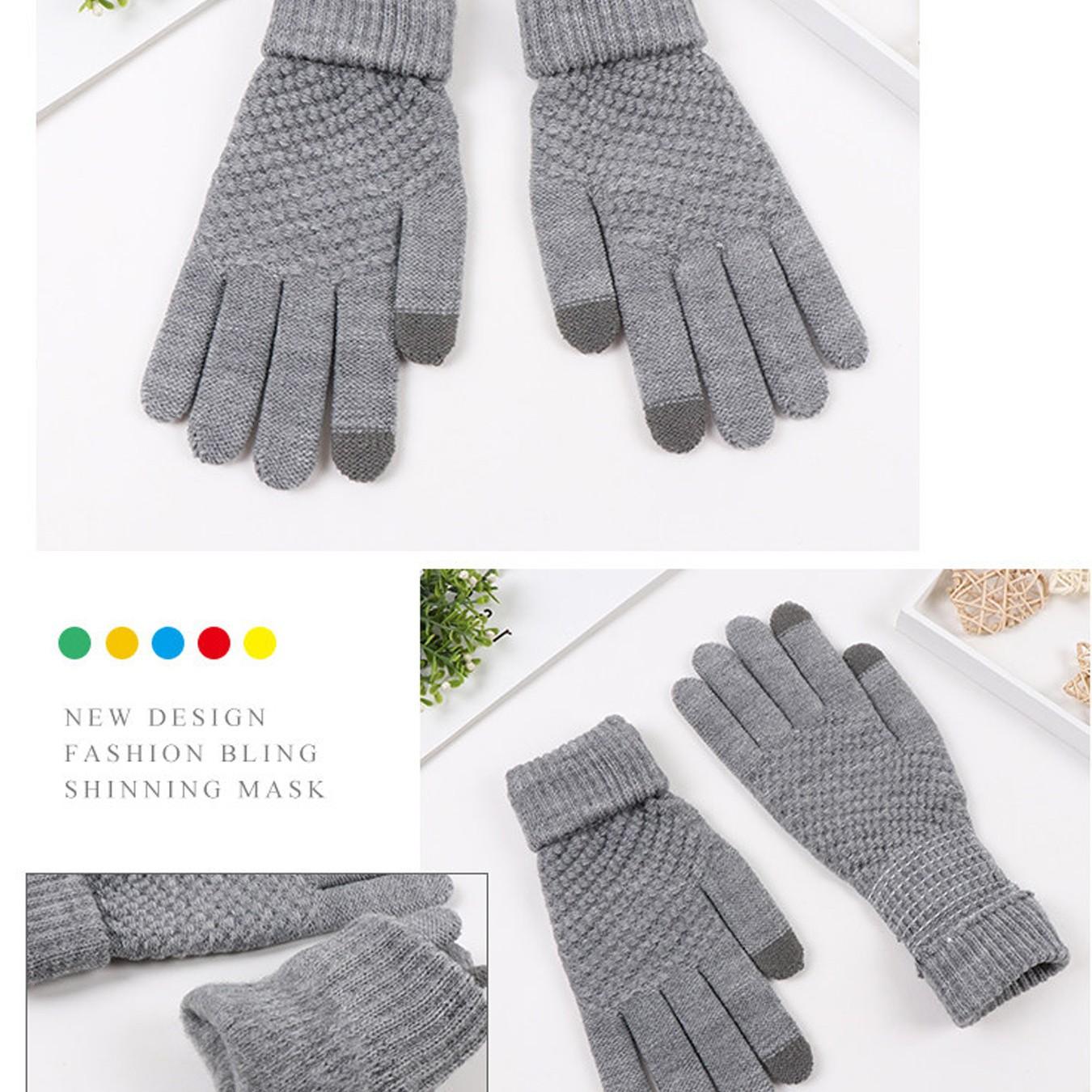 Women's Winter Touch Screen Gloves Warm Fleece Lined Knit Gloves Elastic Cuff Winter Texting Gloves