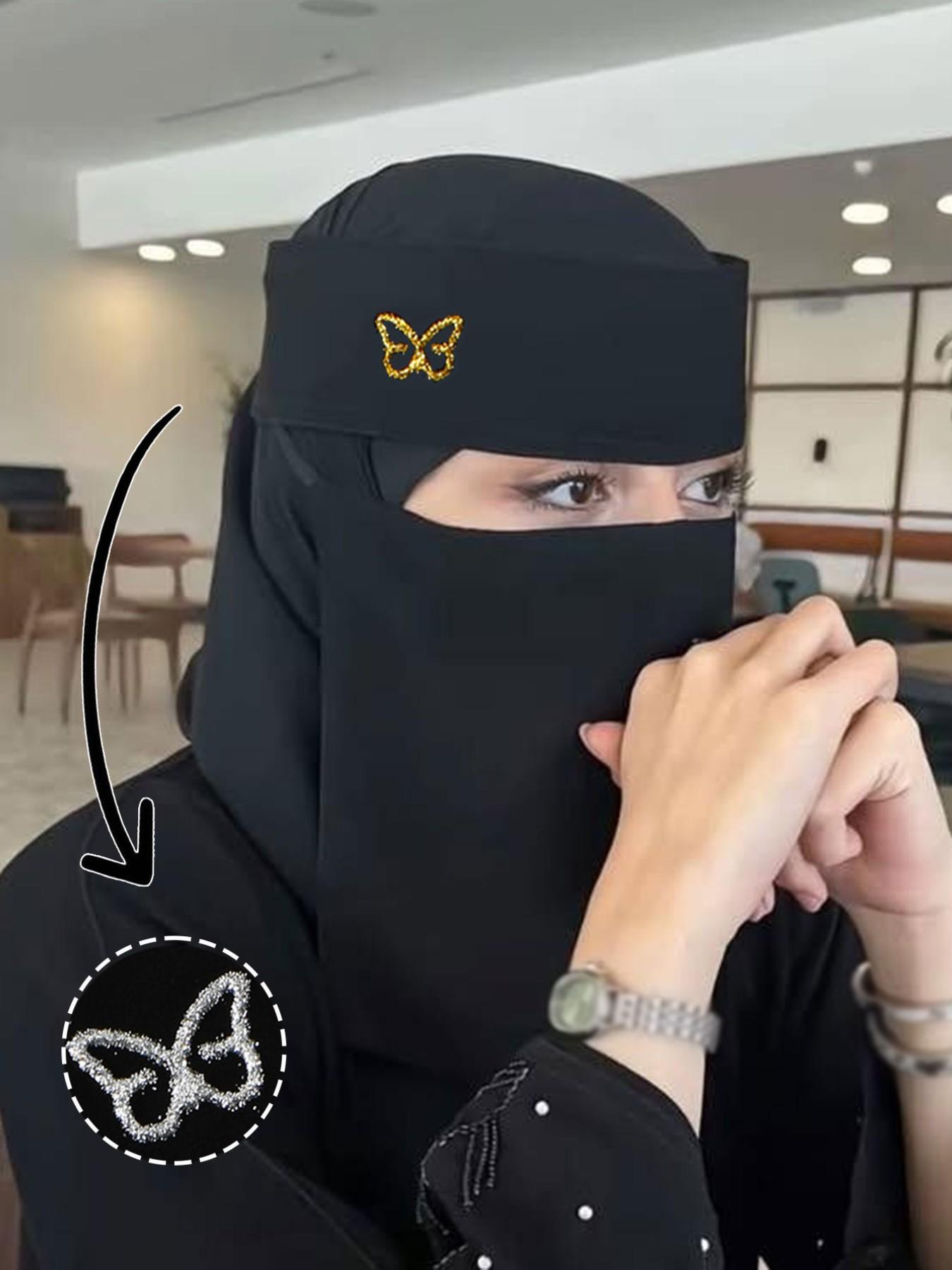 1pc Pure Color Bow Tie Soft Skin-Friendly Mask, Comfortable Breathable Niqab, Muslim Women's Face Covering for Modest Dressing