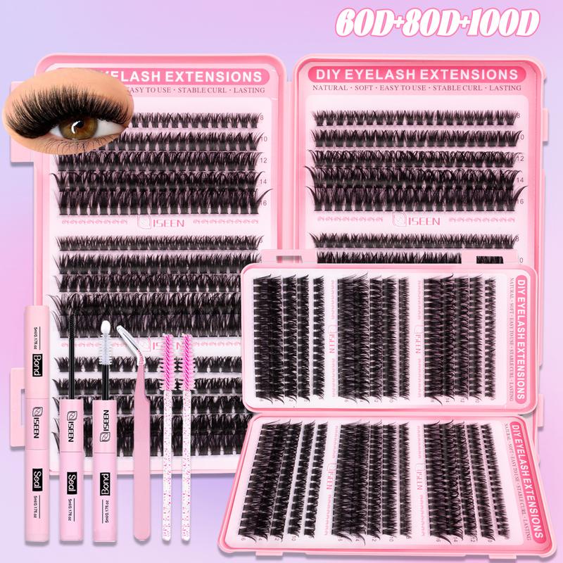 DIY Lash Clusters Kit, 600 Pcs Eyelashes Clusters Extensions Kit 8-16mm Individual Lashes D Curl Mixed False Eyelashes, Eyelash Set, with Bond&Seal&Eyelash Tweezers& Brush