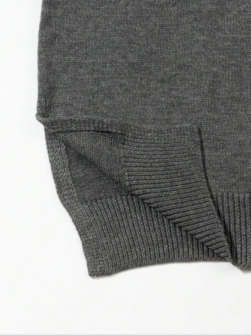 Women's Loose-Fitting Knit Sweater, Round Neck Design, Multifunctional Bell Sleeve, Side Slit Zipper Detail, Casual Fall/winter Wear Knitwear