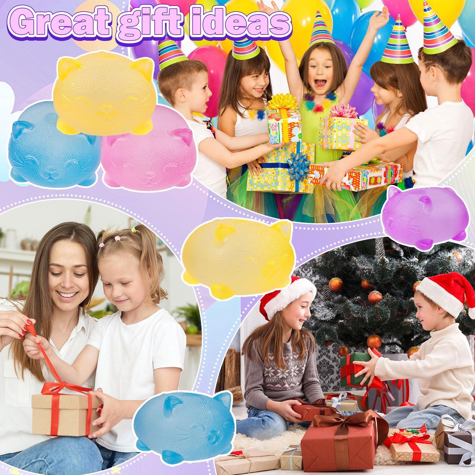 Stress Relief Cat Toy, Soft Candy Design, Anxiety & Focus Toy, Malt Sugar Filled Squeeze Ball, Sensory Game, Slow Bounce Stress Ball