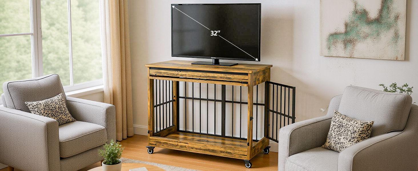 ZZWHOM Premium Solid Wood Dog Crate – Large Indoor Pet Kennel with Lockable Door, Multiple Sizes for Medium to Giant Breeds