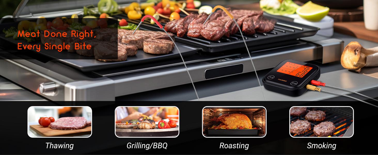INKIRD meat thermometer, 1 WiFi barbecue thermometer, Bluetooth instant reading, temperature alarm, suitable for cooking, baking, kitchen utensils Kitchenware