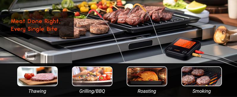 INKIRD meat thermometer, 1 WiFi barbecue thermometer, Bluetooth instant reading, temperature alarm, suitable for cooking, baking, kitchen utensils