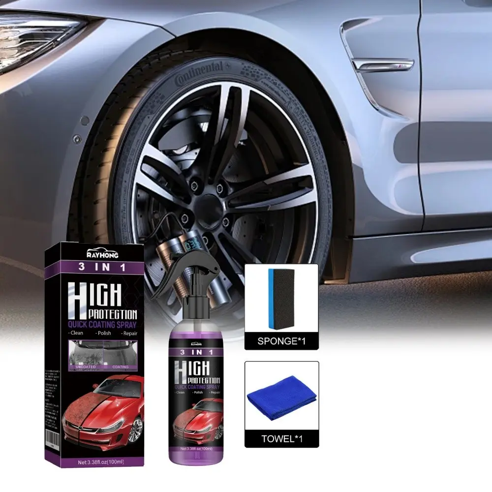 3-in-1 Car Coating Spray – Quick Detailer for Paint Care, High Gloss Protection, Waterless Wash & Shine