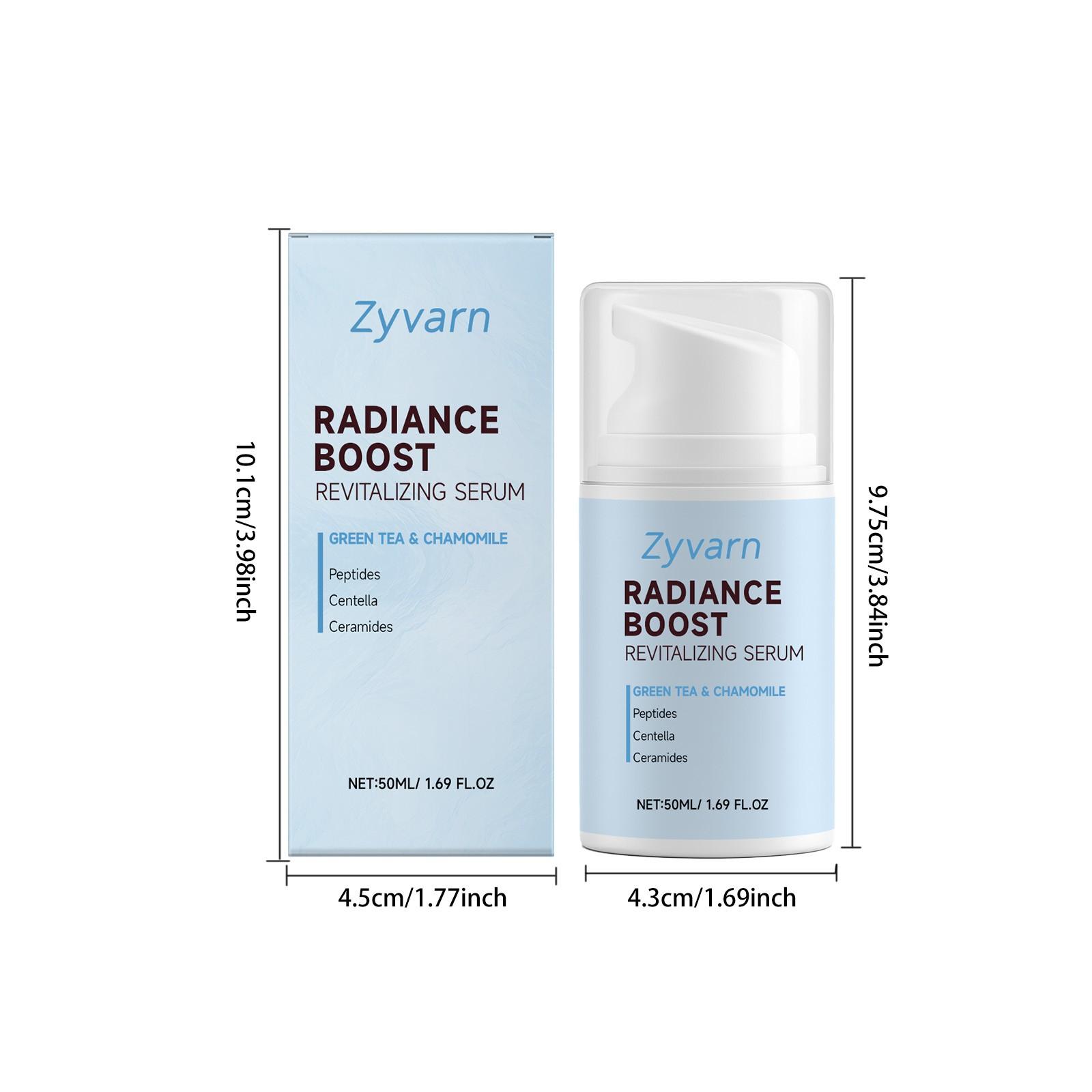 Zyvarn Radiance Boost Revitalizing Serum | Centella Asiatica Niacinamide Hyaluronic Acid Ceramides Copper Tripeptide-1, Gentle for Sensitive Skin, Soothing Brightening Hydrating Barrier Repair Daily Face Serum