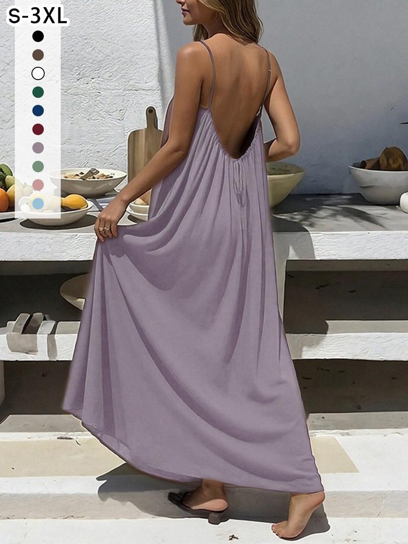 New Women's Backless Strap Dress, Loose Fit Homewear, Sexy Sleepwear, Beach Cover-Up, Multiple Colors & Sizes Available