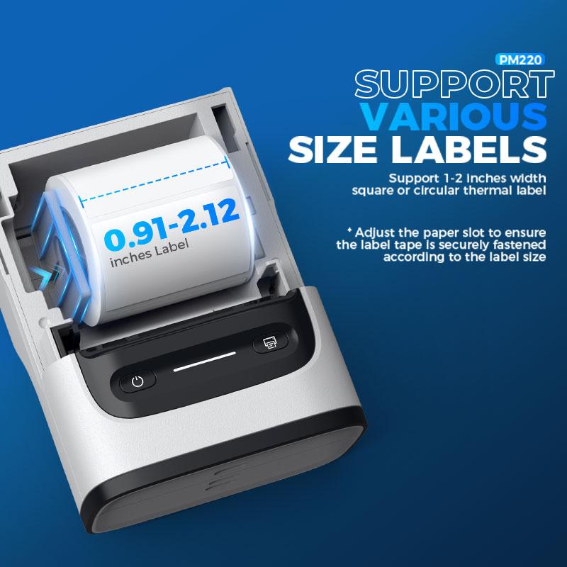 PM220 Label Printer, Bluethooth Label Printer, Portable Thermal Printer for Small Business, Logo, Clothing, Mailing, Sticker Printer for Phones & PC