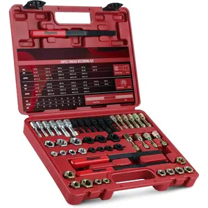 49 count Thread Chaser Set, Metric and SAE Thread Restorer Tool with 22 Taps 24 Dies 3 Thread Files, Master Thread Cleaner Rethreading Kit in UNC UNF Metric Sizes