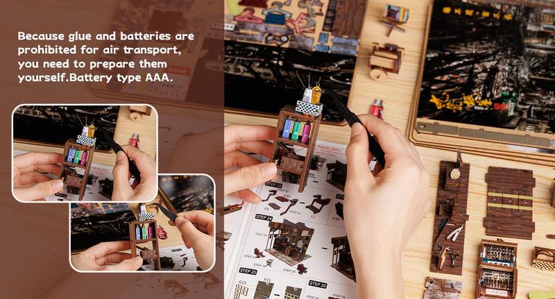 CUTEBEE Twilight of the Warriors Walled In  Black Friday Deal & Holiday Gift DIY Book Nook Kit with LED Lights 3D Wooden Puzzle Miniature House for Adults Teens Vintage Handcrafted Woodworking Tools Unique Christmas Gift