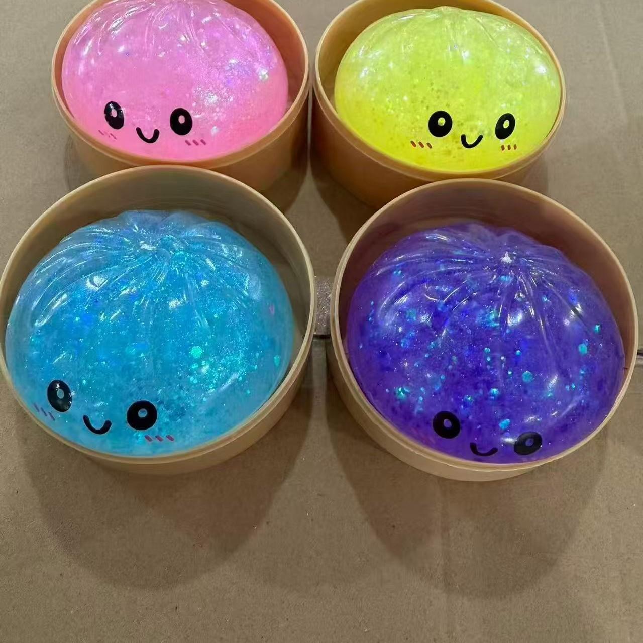 Glitter Dumpling - Glitter Dumplings Squishy,Colorful Sugar Filled Maltose Squeeze Dough Ball Stress Relief Hand Toys, Anxiety Relief Fidget, Squeeze Sensory Stress Relie