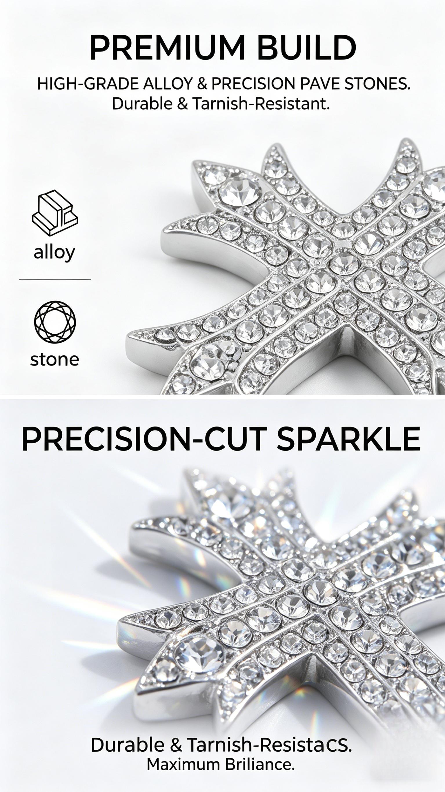 Durable Alloy Cross Pendant Necklace, Tarnish Resistant for Everyday Use