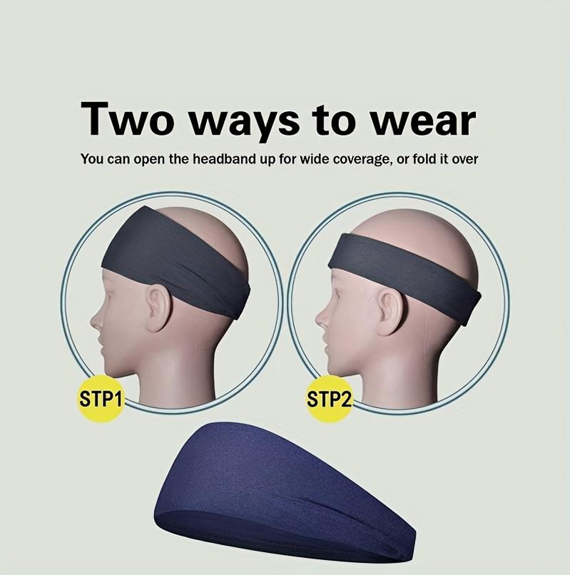 5pcs/1pc Men'S Sports Headband - Sweat Absorbing, Non-Slip, Breathable Fabric for Running, Gym, Basketball, Tennis - Adjustable Headband for Men And Women