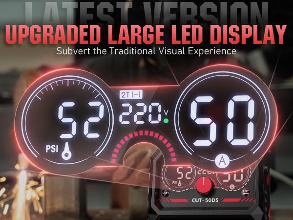 YESWELDER CUT-50DS 50Amp 110/220V Plasma Cutter, Digital Display Air Power Plasma Cutting Machine - 2T/4T and 16/25" Max Cut YESWELDER CUT-50DS 50Amp 110/220V Plasma Cutter, Digital Display Air Power Plasma Cutting Machine - 2T/4T and 16/25" Max Cut