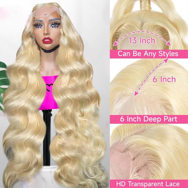 Blonde Body Wave Lace Front Wig HD Transparent Lace Human Hair Wigs 13x6 Lace Frontal Wave Wig Natural Hairline 180 Density