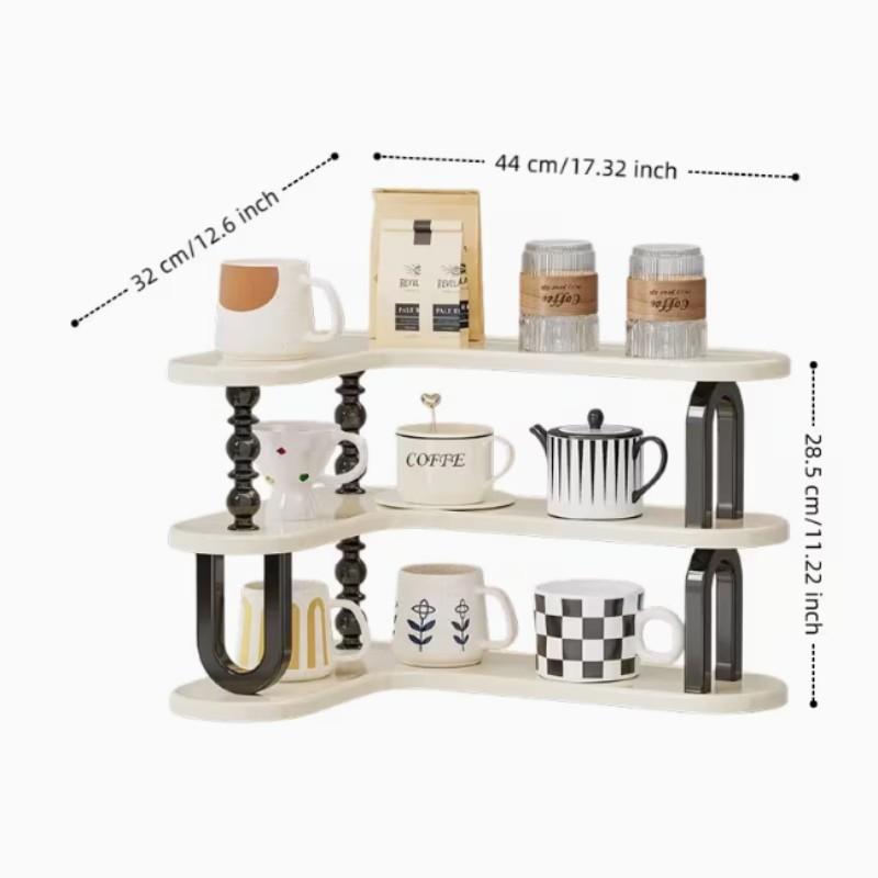 Corner Cup Holder Rack, Luxury Desktop Tea Coffee Mug Organizer, Kitchen Spice Storage Shelf, Home Standing Rack