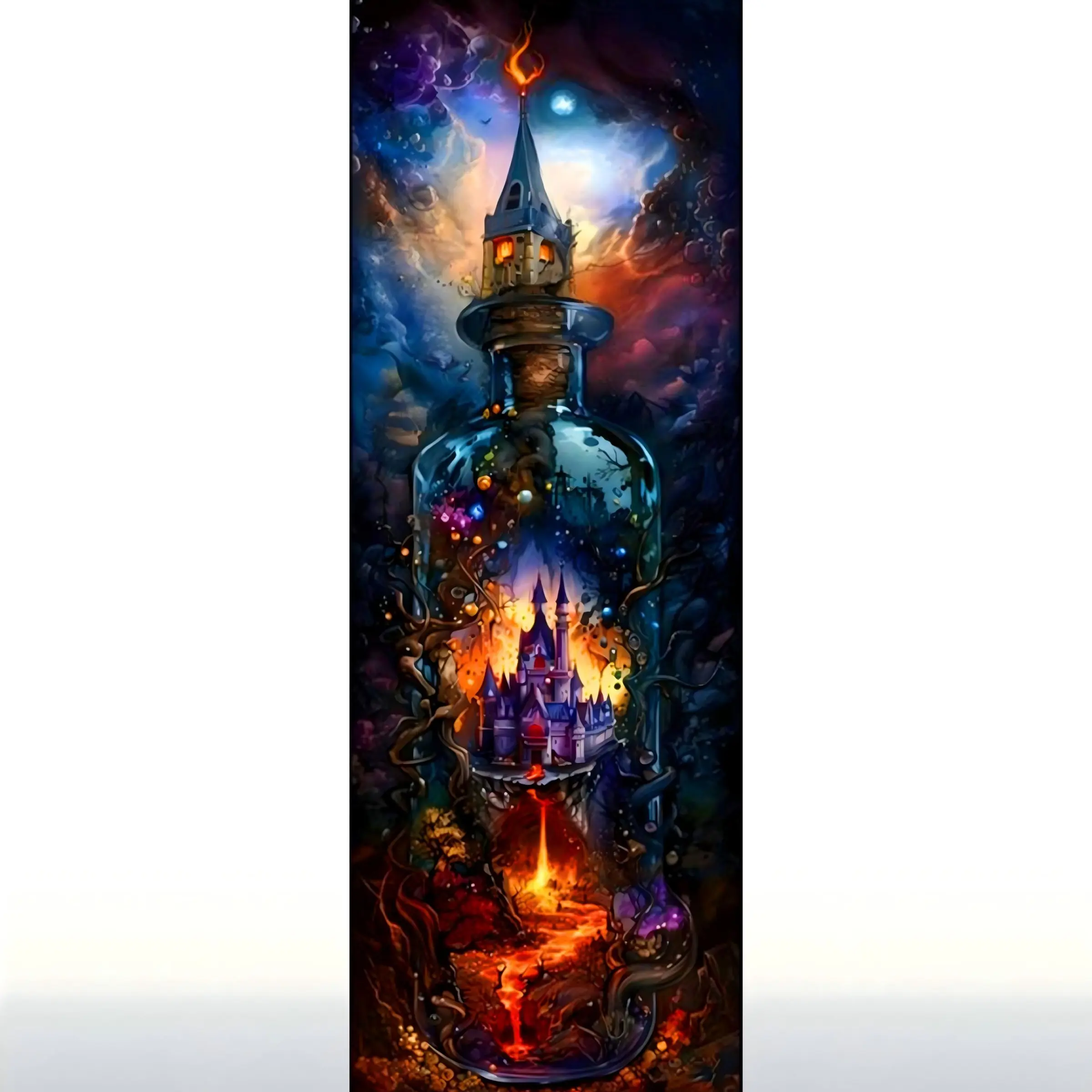 DIY 5D Diamond Painting Kit, Full Drill Round Art, DIY Crafting Handicraft Night Scene Theme Enchanted Castle Mosaic Craft, Acrylic Canvas Wall Decor Artwork