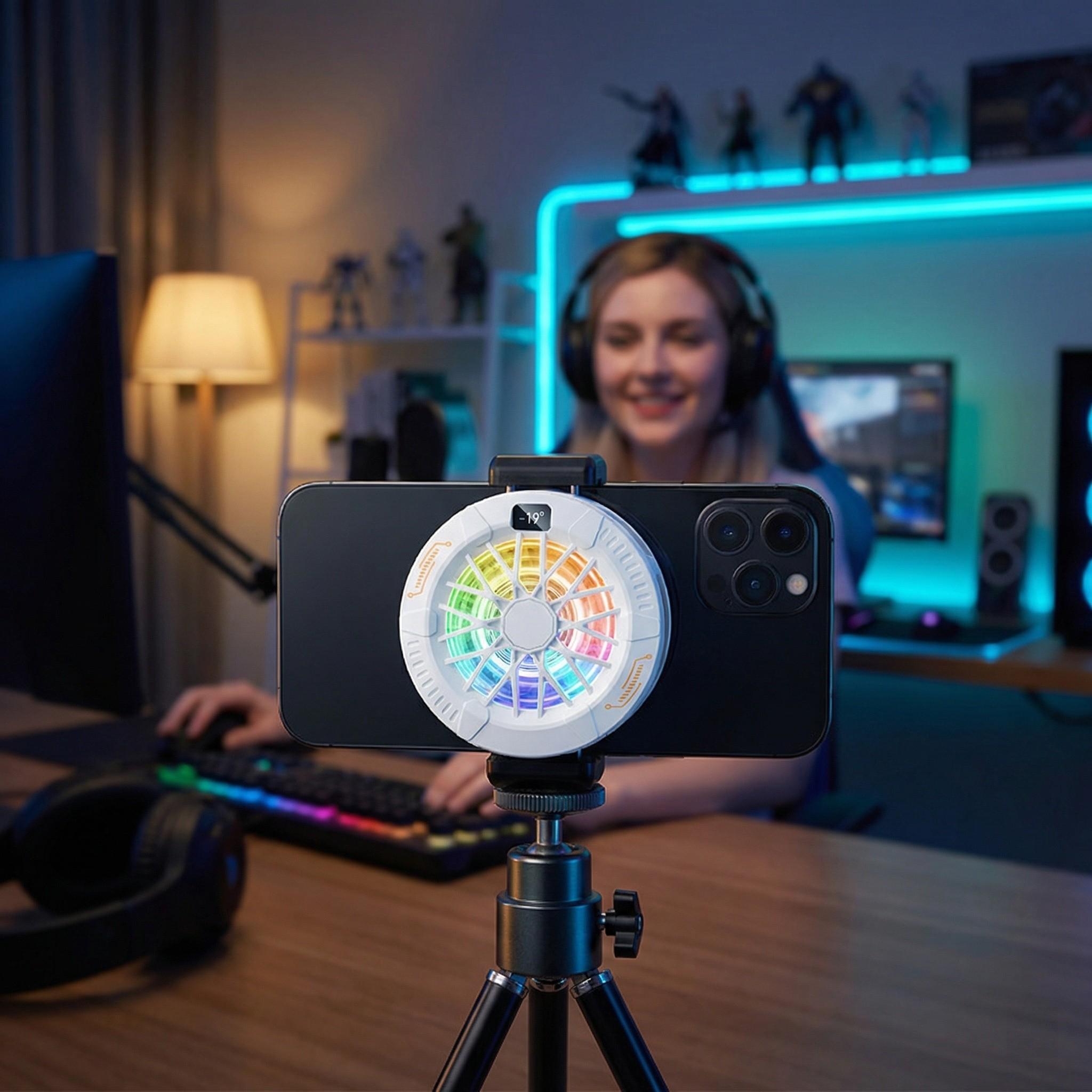 New Temperature Display Magnetic Semiconductor Phone Cooler, 2-In-1 Magnet + Back Clip Fast Cooling, Fits iPhone Samsung Huawei Oppo Vivo Android