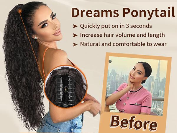 MAQUIUAGE Gray Ponytail Extension Claw 30 Inch Curly Pony Tail Clip in Claw Hair Extensions Fluffy Natural Looking Synthetic Hairpiece for Women