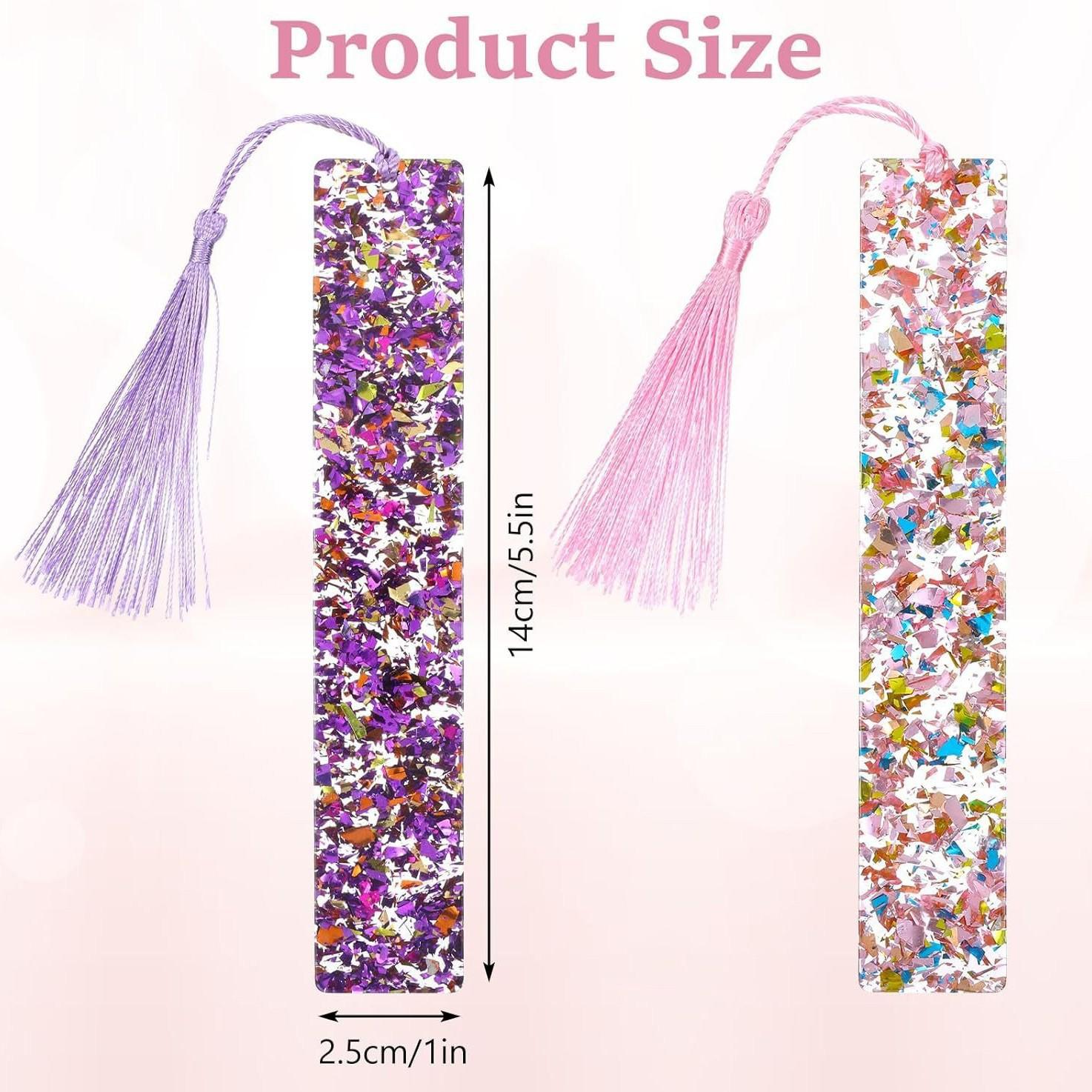 Sparkling Acrylic Tassel Bookmark, DIY Convenient Hanging Decoration, Adhesive Bookmarks, Easy-To-Use Decorative Items