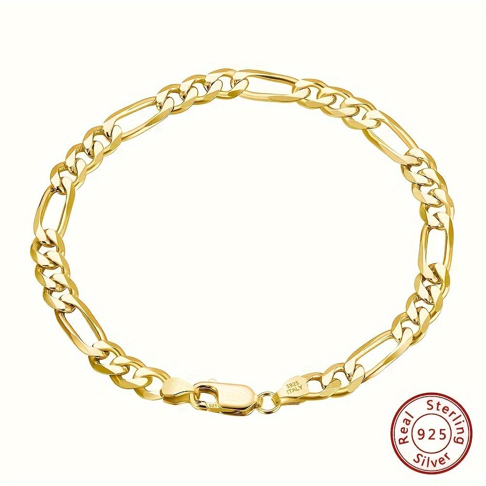 Elegant 925 Sterling Silver Figaro Chain Bracelet, Women's, Polished Finish, 7.87 in.bracelet  shop