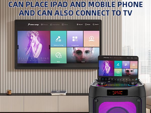 Karaoke Machine for Adults, Portable Bluetooth Speaker with 2 Wireless Microphones, Portable PA System with Disco Lights for Big Party, Outdoor, Ideal Gifts for Family, Music Lover