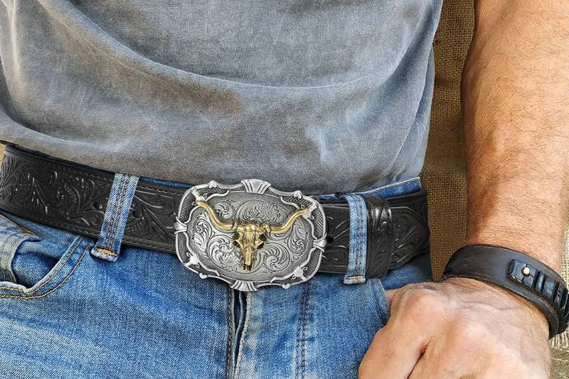 BELTROAD Cowboy Cowgirl Leather Buckle Belt for Men Women Western Leather Belt for Jeans Business Belt Unisex All Year Round Christmas Gifts