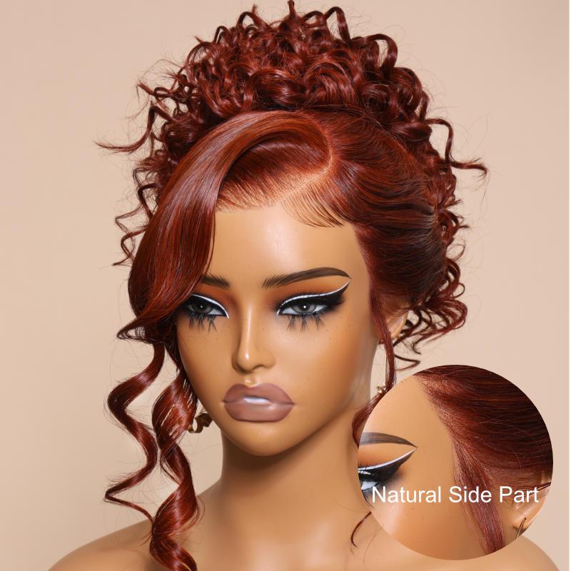 Sunber 7x5 Bye Bye Knots Glueless Wigs Reddish Brown Highlights Wig Pre Cut Lace Front Wigs Human Hair Body Wave Invisible Knots Pre Everything Put on and Go Human Hair Wigs Pre Plucked 150% Density Dealsforyoudays