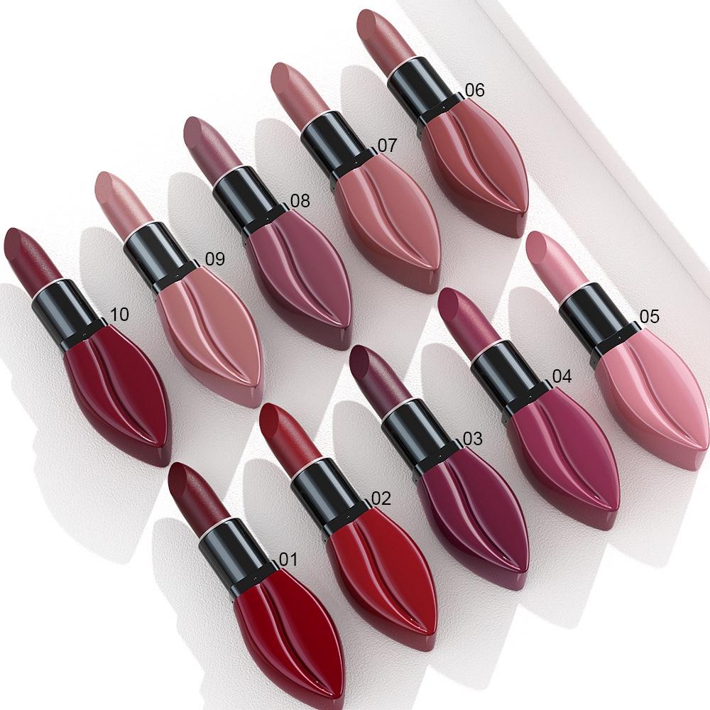 CmaaDu 10-Color Matte Moisturizing Lipstick, Professional Lip Cosmetics for Women with Fashionable Lip Design, Essential for Daily and Holiday Makeup, Moisturized Lipstick Gift