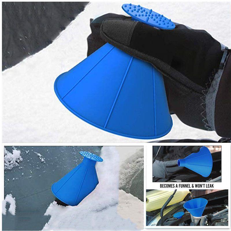 2/4pcs Car Window Ice Scraper Magic Funnel Snow Shovel, Round Plastic Snow Brush, Efficient Snow Removal Tool for Cars, Car Cleaning Tool