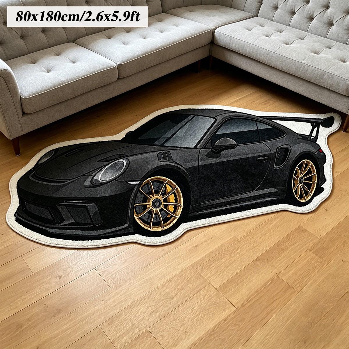 Cool Retro Car Rug, Fashionable Sports Car Mat, Bedroom Bedside Gaming Room Carpet, Soft Comfortable Plush Foot Pad, Living Room Decor, Indoor Rug
