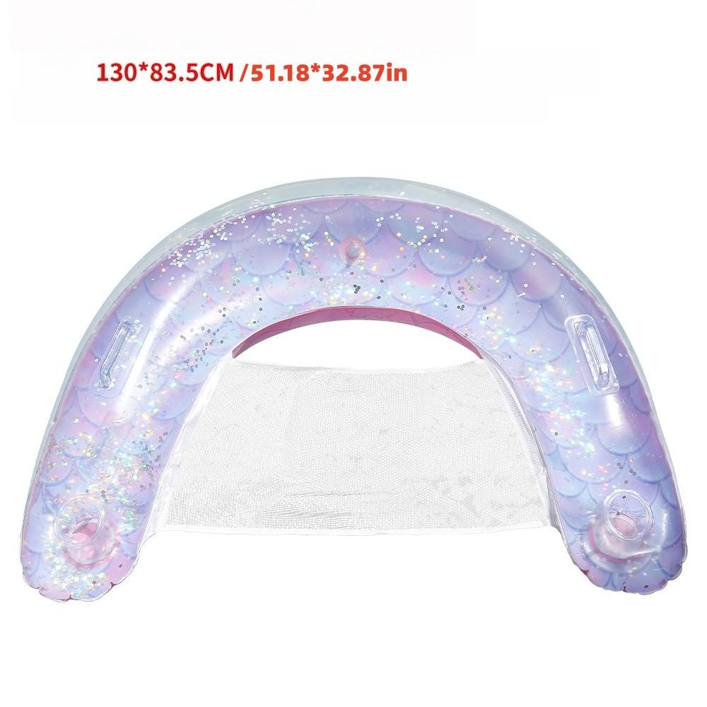 Inflatable Water Hammock, Fish Scale Glitter Floating Chair, Foldable U-Shaped Water Bed, Comfortable Lounge Float for Pool & Beach