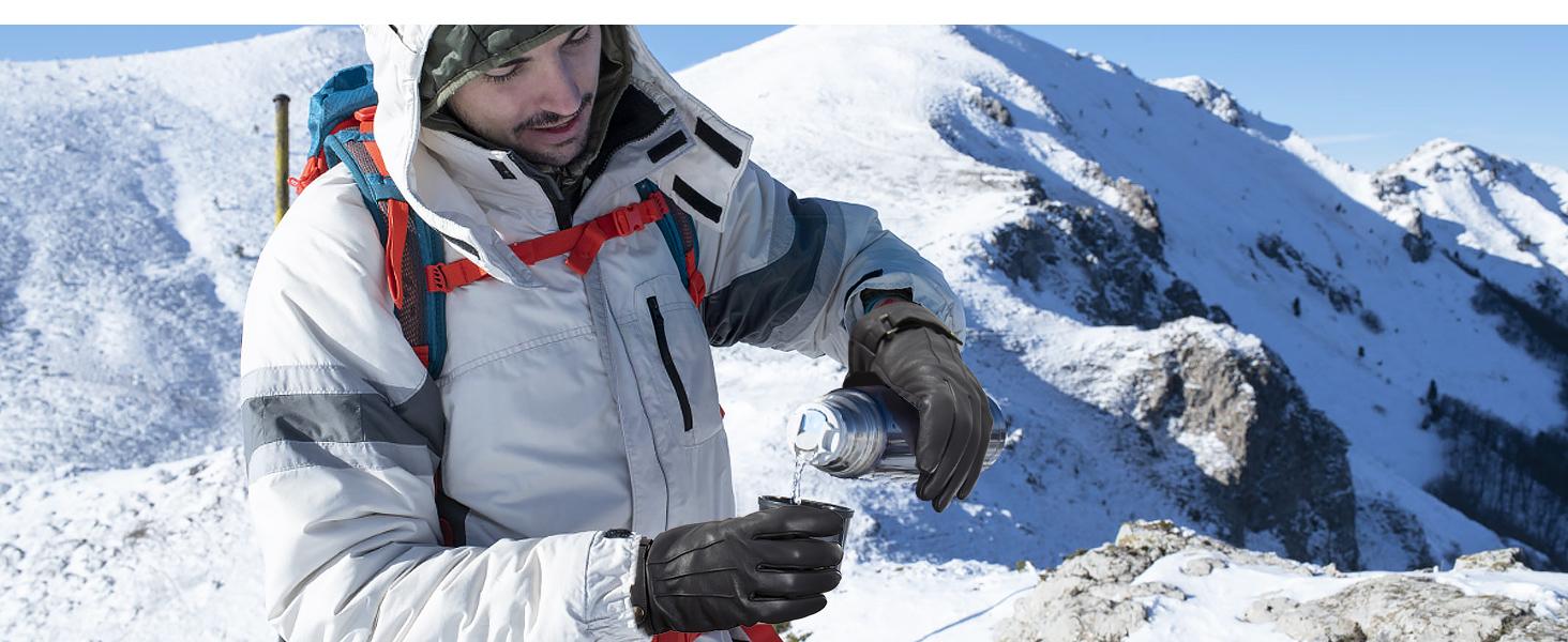 Aegend Men's Sheepskin Leather Sports Gloves, Full Hand Touchscreen, Cashmere Lining, Keep Warm Thermal Winter Gift for Outdoor Activities summervibes,