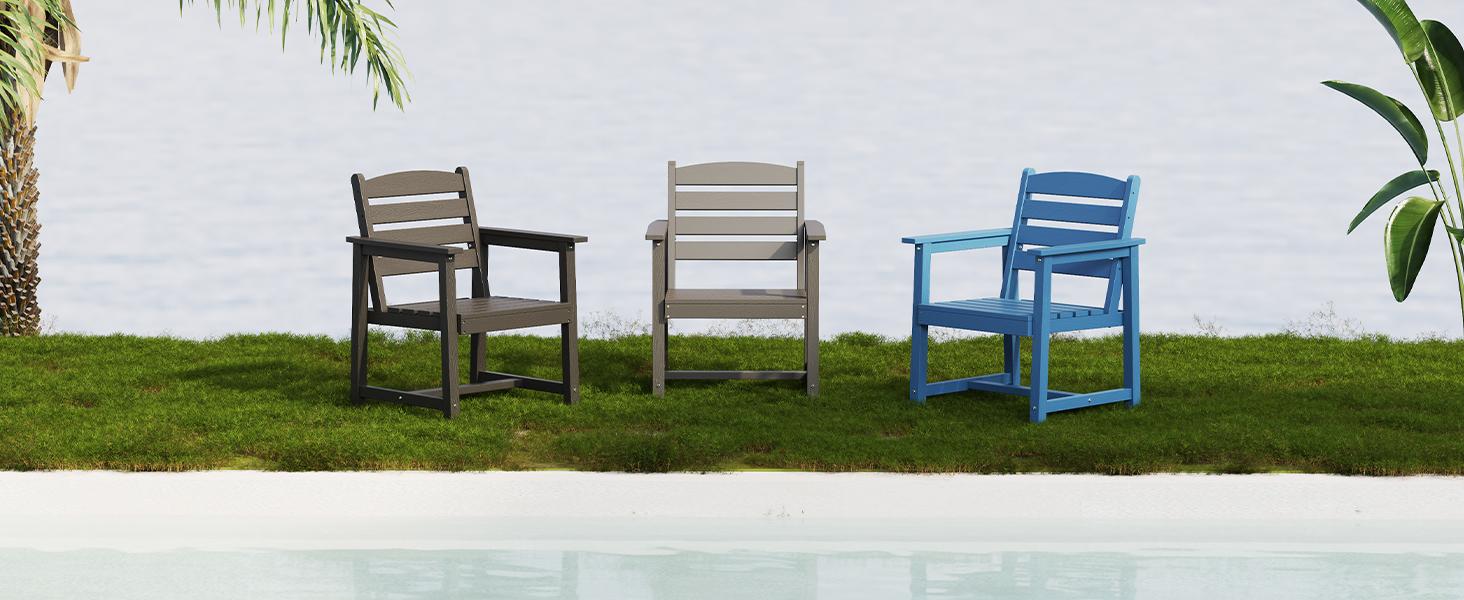 Anbuy Patio HDPE Dining Table Set, 5-Piece Outdoor Dining Table Sets, 2 in 1 Outdoor Furniture Table and 4 Outdoor Chairs for Garden, Backyard, Poolside, Easy Assembly, Ergonomic Design