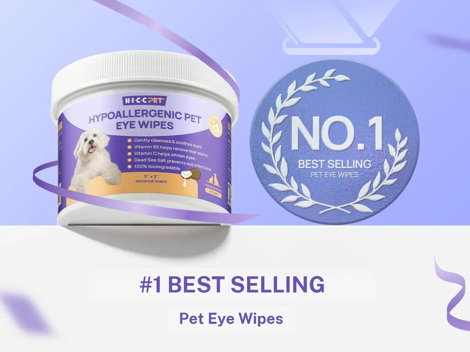 【SpringGlowUp】HICC PET Eye Wipes for Dogs & Cats,Hypoallergenic Dog Eye Wipes Cleaner, Natural Cleaning Grooming Pet Wipes Gently Remove Tear Stain, Eye Debris, Discharge, Mucus, Non Irritating, Unscent, 100 PCS Large Pet Grooming Eye#petlife